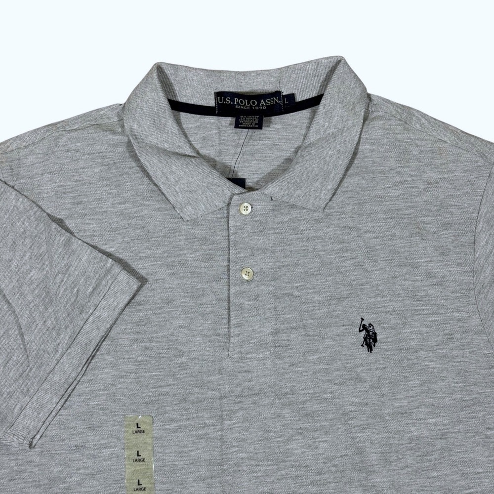 U.S. Polo Assn Men's Polo Shirt Large Gray Short‎ Sleeve NEW Classic Fit